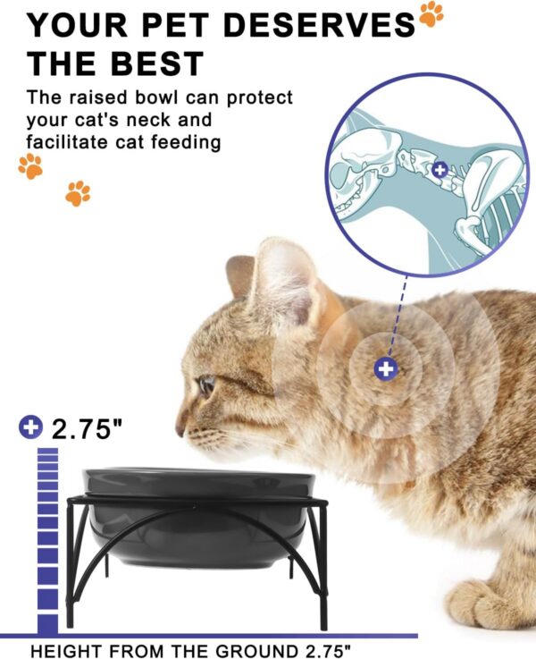 Y YHY Ceramic Raised Pet Bowls 12 oz Capacity 2.75” Height Sturdy Metal Stand, Grey
