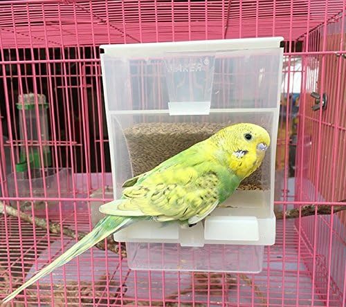 9de43171bf646949 Hypeety Bird Parrot Feeding Double Cups Stainless Steel Food Water Bowls with Clip Bird Seed Feeder Cups Hanging Bowl Cage Stand Accessories