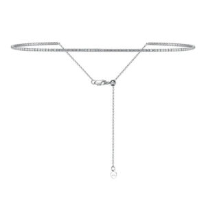 2mm Moissanite Diamond Tennis for Women Sterling Sier Plated Gold Choker Necklace Collar Chain Adjustable