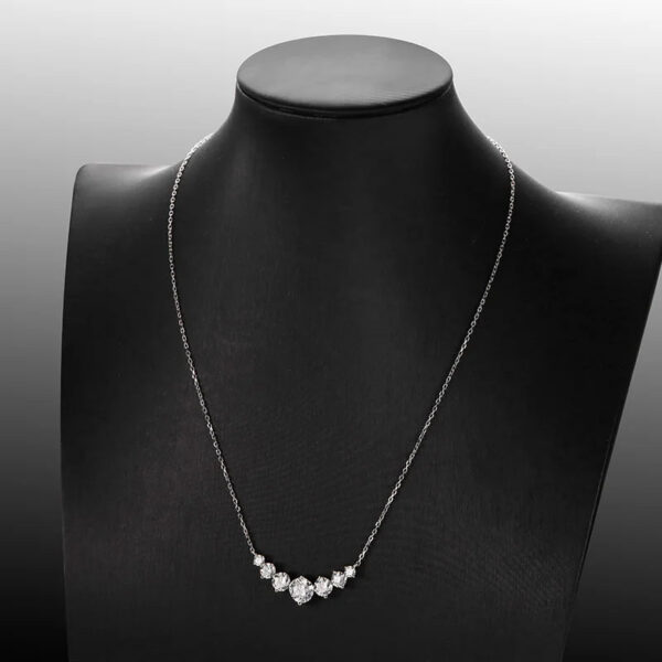 Smyoue 1.7-5CTTW All Moissanite Necklace for Women Smile Princesses Sparkling Diamond Pendant S Sterling Sier Plated PT950