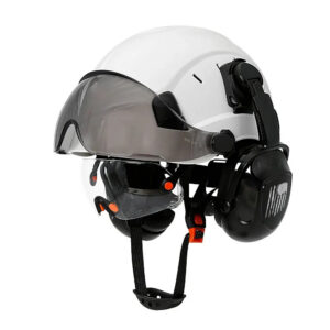 9dfa010273cf1620 CE Construction Safety Helmet With Visor Built In Goggle Earmuffs For Engineer Hard Hat ANSI Industrial Work Cap Head Protection