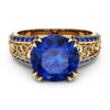 9dfe037410558042 HOYON 14K Gold Color Blue Sapphire For Women Wedding Jewelry Diamond Style Red Gemstone Ruby Rose Ring Free Shipping