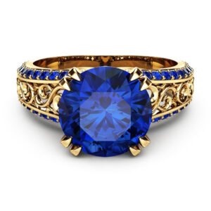 9dfe037410558042 HOYON 14K Gold Color Blue Sapphire For Women Wedding Jewelry Diamond Style Red Gemstone Ruby Rose Ring Free Shipping