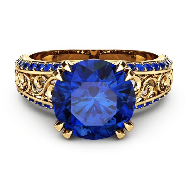 9dfe037410558042 HOYON 14K Gold Color Blue Sapphire For Women Wedding Jewelry Diamond Style Red Gemstone Ruby Rose Ring Free Shipping