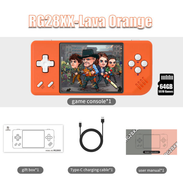 ANBERNIC RG28XX Retro Handheld Game Console 2.83-inch IPS Screen ux OS Built-in 3100mAH Battery 64G TF Card 5516 Games