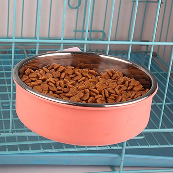 9e0cb25e7902c404 Crate Dog Cat Bowls, Removable Stainless Steel Hanging Pet Cage Bowls for Kennel, Water Food Feeder Bowls Cage Coop Cup for Cats, Dogs, Rabbits and Small Animals (Small, Pink)