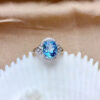 9e2b68d80e4ed9a3 Real 14K White Gold Sapphire Ring for Women De Bizuteria Anillos Mujer Gemstone Natural Blue Topaz Wedding Rings
