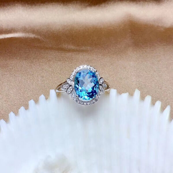 9e2b68d80e4ed9a3 Real 14K White Gold Sapphire Ring for Women De Bizuteria Anillos Mujer Gemstone Natural Blue Topaz Wedding Rings