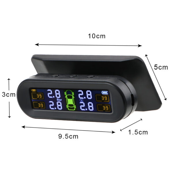 Tire Monitoring System Temperature Warning Fuel Save With 4 External Sensors Solar TPMS Car Tyre Pressure Monitor