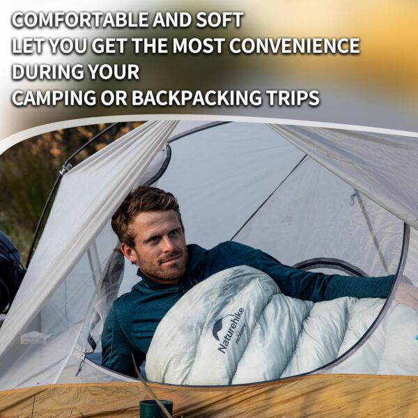 Naturehike Winter White Goose Down Sleeping Bag for Adults, 860FP Lightweight Compact Mummy Sleeping Bag for Camping, Backpacking and Hiking