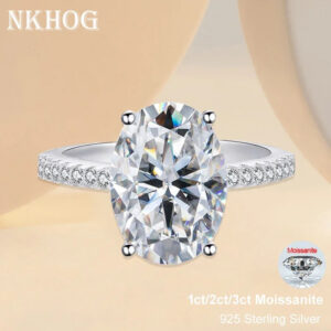 9e5b24eeab5b82b5 NKHOG 1ct 2ct 3ct Oval Moissanite Ring Women 925 Sterling Silver D Color VVS Pass Diamond Test Wedding Band No Fade Rings GRA