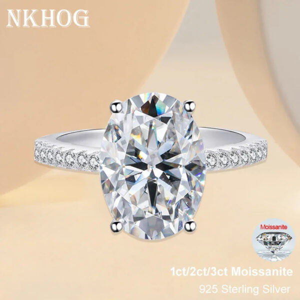 9e5b24eeab5b82b5 NKHOG 1ct 2ct 3ct Oval Moissanite Ring Women 925 Sterling Silver D Color VVS Pass Diamond Test Wedding Band No Fade Rings GRA