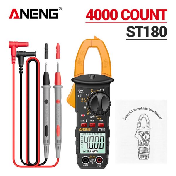 9e607d53bbc5dcef ANENG ST180 4000 Counts Digital Clamp Meter AC Current Multimeter Ammeter Voltage Tester Car Amp Hz Capacitance NCV Ohm Tool
