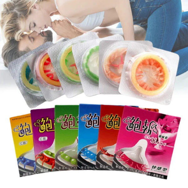9e7c81a351e9de67 Ultra-Thin Lubricated Condoms Large Particles Ribbed Dotted Granular Passionate Contracepation Sex Toys for Men Penis Sleeves