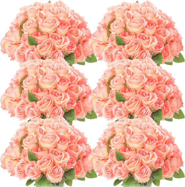 9ea688991fa86c80 50 Pcs Artificial Rose Flower Realistic Silk Roses with Stem Bouquet of Flowers Plastic Flowers Real Looking Fake Roses for Home Wedding Centerpieces Party Decorations (Black)