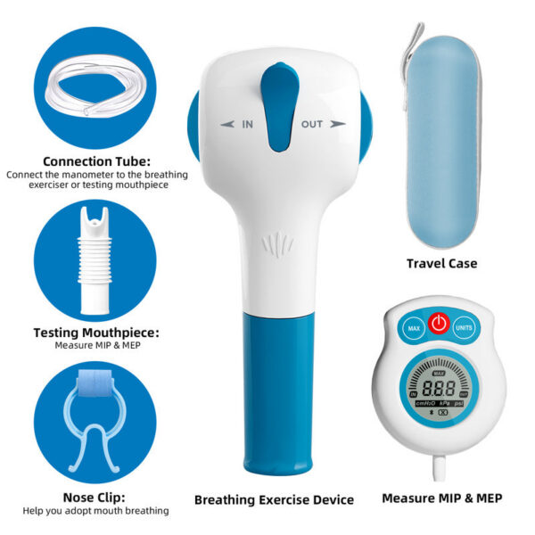 Breathing Exercise Device for Lungs Electric Manometer Lung Exerciser Respiratory Muscle Expander Trainer with Training App