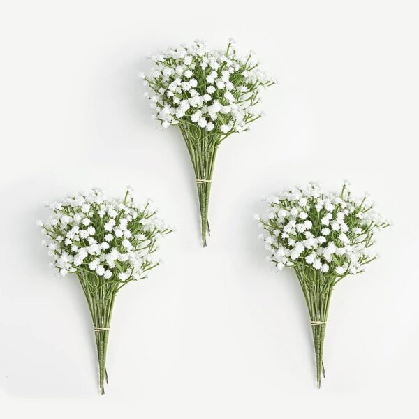 Yastouay Babys Breath Artificial Flowers, 12Pcs Fake White Babys Breath Flowers Artificial Bulk, Real Touch Faux Babies Breath Gypsophila Bouquet for Wedding Floral Arrangement Party Decor