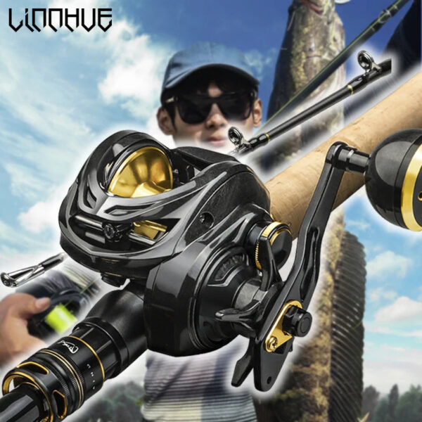 LINNHUE TDC300 Baitcasting Reel Magnetic Brake Reel Carbon Fiber Body 16KG 6.3:1 Drag Power Handle Pesca Fishing Reel