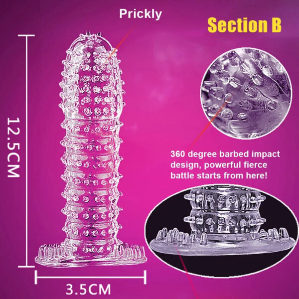 9ecb7566ce5df550 Spike Penis Sleeve Reusable Condoms Sex Toys for Men Delay Ejaculation Penis Sleeve Contraception Cock Ring Extender 남성전용기구