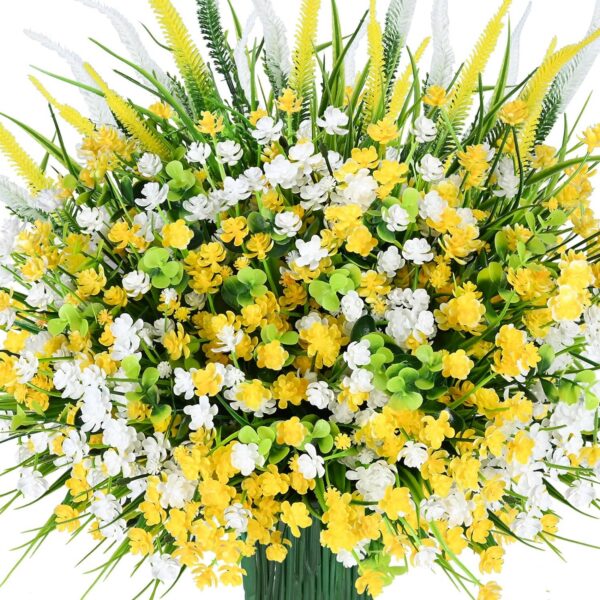 Artificial Plants Outdoor, 24PCS Lavender Artificial Flowers, UV Resistant Fake Flowers, Faux Flowers for Outdoor Planters for Home Garden Outside Porch Decor