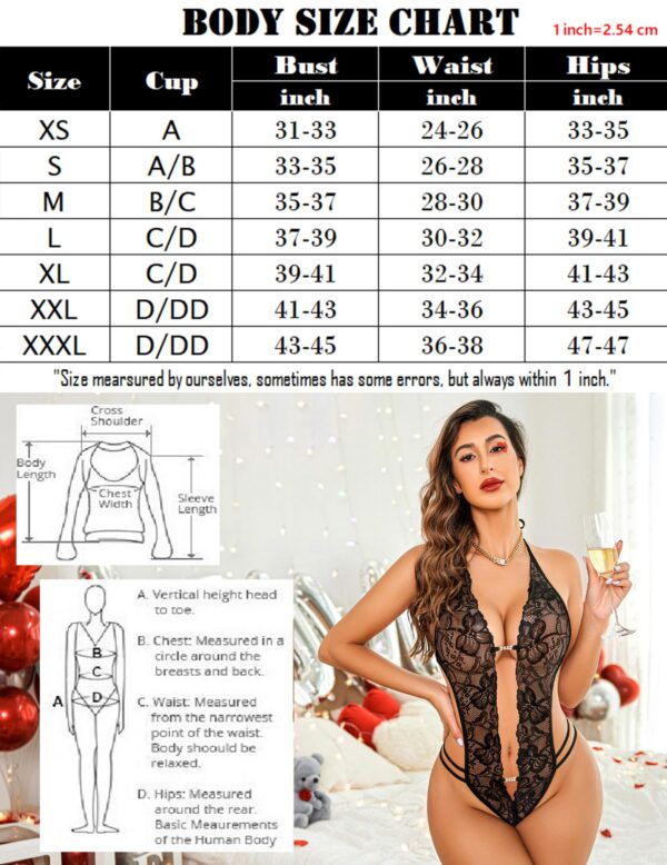 Avidlove Women One Piece Lingerie Sexy Lace Bodysuit Deep V Teddy Babydoll Nightgown XS-XXXL