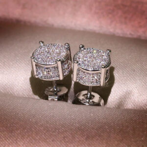 9ef46e97e086b27b Hiphop Micro pave Lab Diamond Stud Earring Real 925 Sterling Silver Party Wedding Earrings for Women men Anniversary Jewelry