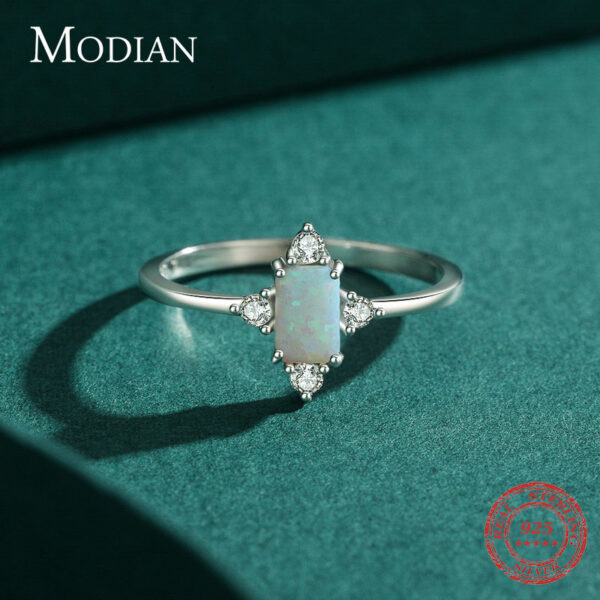 Modian Real Sterg Sier Rings For Women Shining Crown Opal Finger Ring Classic Wedding Statement Jewelry Anel