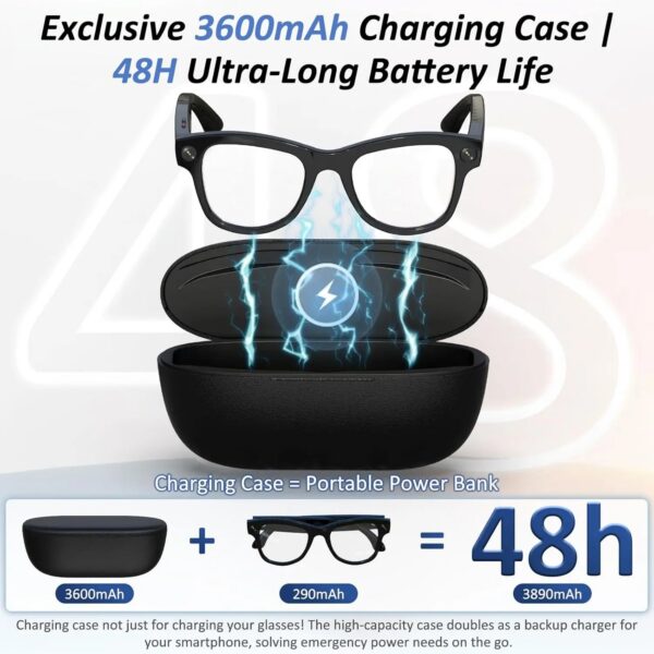 9f20d0664e53c092 2026 New 3600mAh Large Capacity Smart Glasses 800W Pixel Anti-shake Camera 120+Language Translation Video Recording Call Glasses