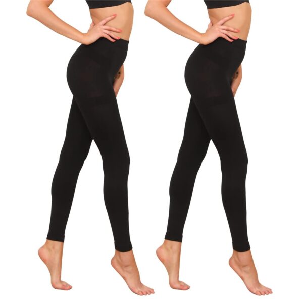 HA WA Fleece Lined for Women, 2 Pairs Opaque Warm Tights with Control Top Pantyhose