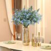 18pcs Babys Breath Eucalyptus Leaves Bouquet Blue Gypsophila Artificial Flowers and Faux Greenery for Home Decor