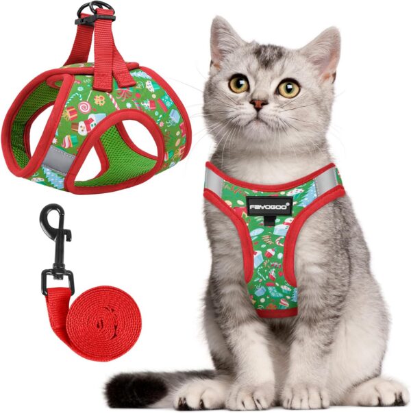 9f5150094098a7b3 Cat Harness and Leash Set for Walking Escape Proof, Kitten Adjustable Small Large Lightweight Soft Vest Harness and Leash(Medium, Green)