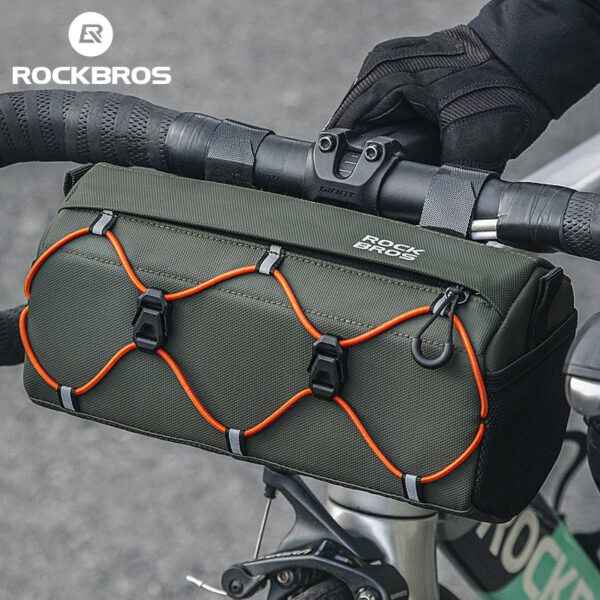 9f5240f4a47c27f4 ROCKBROS Bicycle Front Tube Bag 2.2L Capacity Handlebar Bag Waterproof Multifunction Portable Shoulder Bag Tube Bag Elastic Band