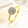 9f5df92bf48cd42b JoyceJelly 1CT 6.5MM Moissanite Diamond Rings Female Sterling Sier Plated 14K Gold Wedding Engagement Fine Jewelry