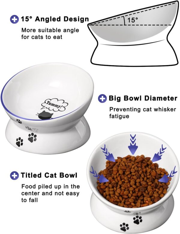 9f62c4c2ee2dcb27 Y YHY Cat Bowl Anti Vomiting, Raised Cat Food Bowls, Tilted Elevated Cat Bowl, Ceramic Pet Food Bowl for Flat Faced Cats, Small Dogs, Protect Pet's Spine, Dishwasher Safe