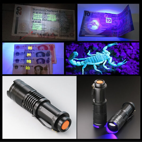 9f6ba80005789abe UV LED Flashlight Portable Blacklight 395nm Wavelength Violet Light Pet Urine Scorpion Feminine Hygiene Detector Torch