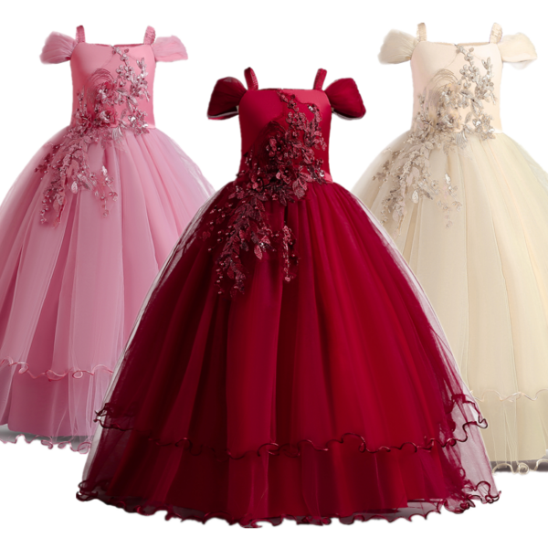 9f6c0d97d53dd815 Teen Girl Bridesmaid Dresses for Wedding 12 to 14 Yrs Formal Evening Prom Long Gown Flower Elegant Birthday Party Princess Dress