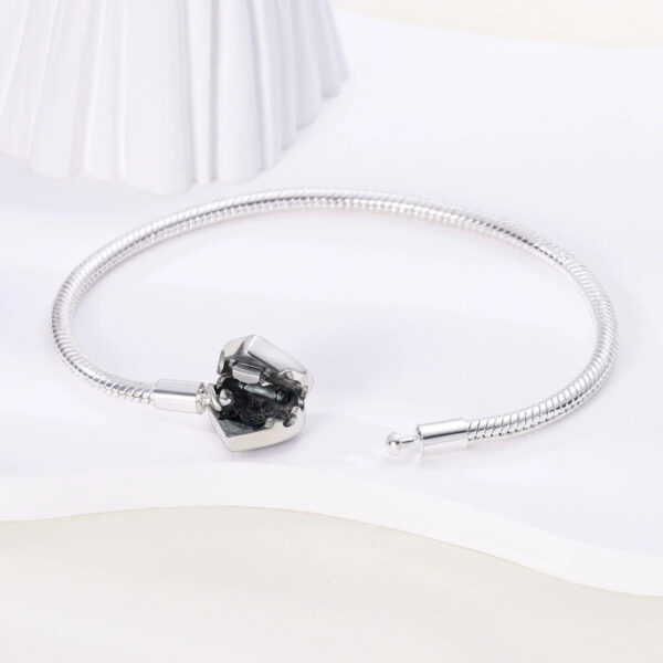 9f6e70c42dcf379c MULA 1PC Sier-plated Heart -Shape Open Clasp Snake Chain Charm Bracelet Fit Charms Bead DIY Women Jewelry Gift