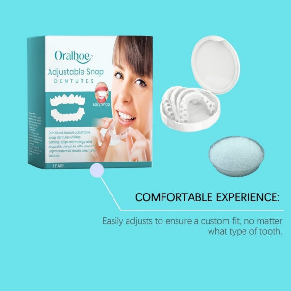 Snap-on Dentures Comfortable Adjustable False Teeth Silicone Upper Lower Veneers Resin Tooth Suitable for Mouth Shape