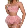 Lilosy Sexy Push Up Garter Skirt Strappy Lingerie Set