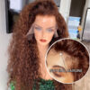13x4 Chocolate Brown Deep Wave Frontal HD Lace Front Wigs Pre Plucked Colored Curly Human Hair Wig