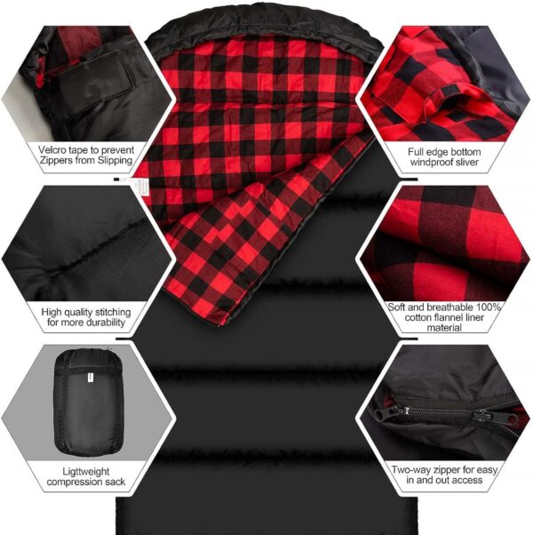 9f7fb5b21b3e3fec Mcota Cotton Flannel Sleeping Bag for Adults, 100% Cotton Lining Sleeping Bag for Camping, Hiking, Backpacking Travel, Lightweight & Portable,3-4 Season Warm Weather Use