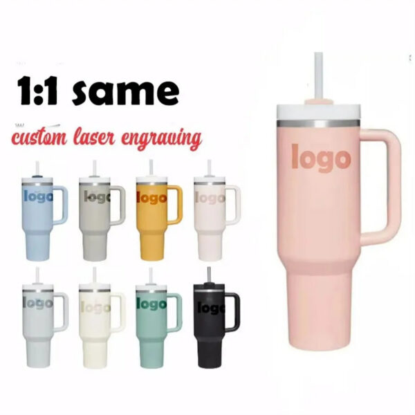 9f92722fa6d718f3 Pink Sten leys 40oz Mugs Tumblers With Handle Insulated Tumbler Lids Straw Stainless Steel Coffee Termos Cup ready to ship 10.25