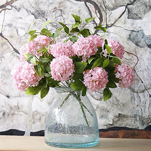GREENTIME 13” Artificial Hydrangea Flowers Faux Hydrangea Bouquet with 7 Head 3.15” Tiny Hydrangea for Wedding Bouquet Party Home Decor DIY Baby Shower Centerpieces Tables Decoration(Blue)