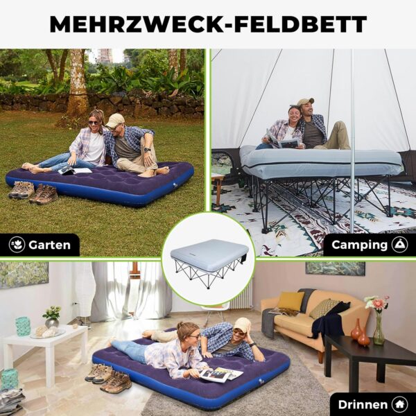 9fb429d6ded4bbad FUNDANGO Campingbett Luftmatratze 2 Personen mit Gestell, Camping luftbett mit pumpe Beistelltisch,Aufblasbare Matratze mit Tragetasche, Gästebett für Reisen Angeln Camping Indoor