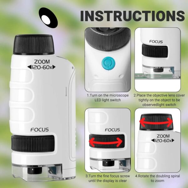9fc805ec53daf742 Handheld Microscope Kit Lab LED Light 60X to 120X Home School Biological Science Educational Toys For Children Birthday Gift