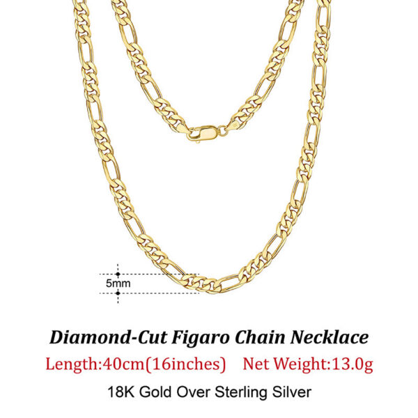 9fcb4cd187a84700 ORSA JEWELS Handmade Italian 3.3mm Diamond-Cut Figaro Chain Necklace Gold over Sterling Sier Men Woman Jewelry SC34
