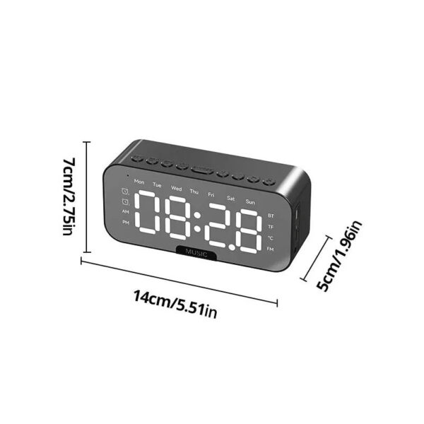 9ffb0742aace914c 1pc LED Digital Alarm Clock with Bluetooth ,Speaker Mirror Bedroom Office Decor Table Screen Temperature FM Radio