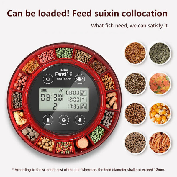 Fish for Aquarium Automatic Food Dispenser Rechargeable Timer Feeder with USB Cable LCD Display