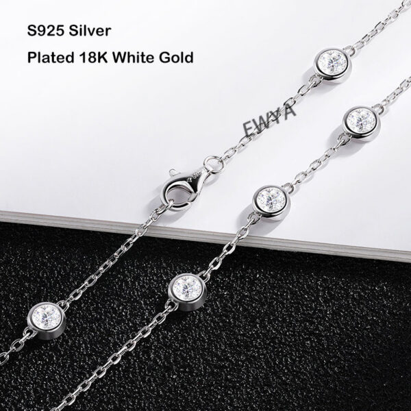 EWYA D Color Full 3/3.5mm Round Bubble Moissanite Diamond Tennis Necklace for Women Party S Sier 2-Layer Neck Chain