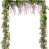 Lvydec Wisteria Artificial Flowers Garland, 4 Pcs Total 28.8ft Artificial Wisteria Vine Silk Hanging Flower for Home Garden Outdoor Ceremony Wedding Arch Floral Decor (Pink)